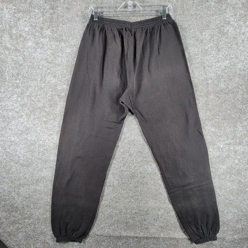 Vintage I.C.U Pull On Joggers Mens XL Black Fleece Elastic Waist Cuffed Ankles‎